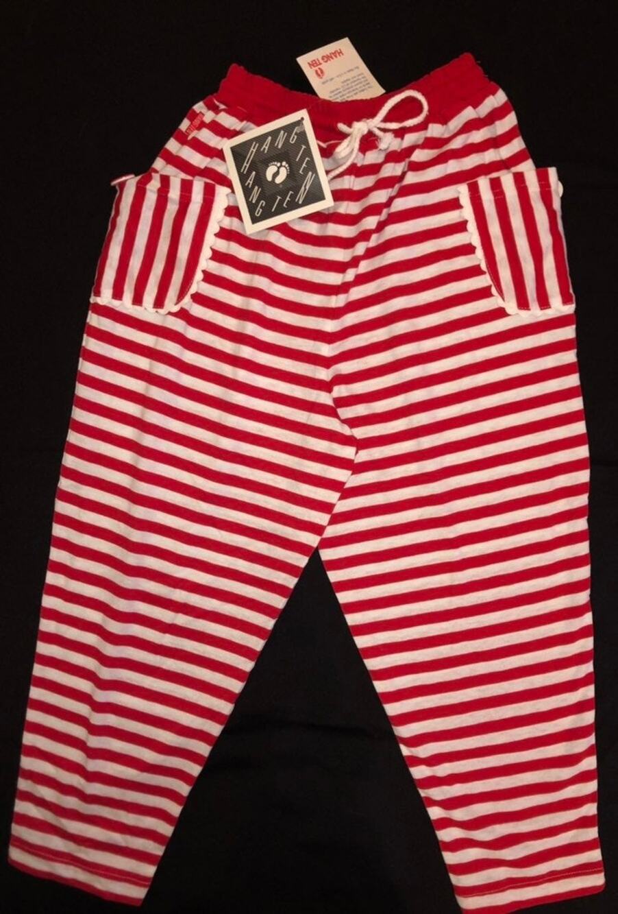 NWT Vintage 90s Hang Ten Red & White Striped Pants L